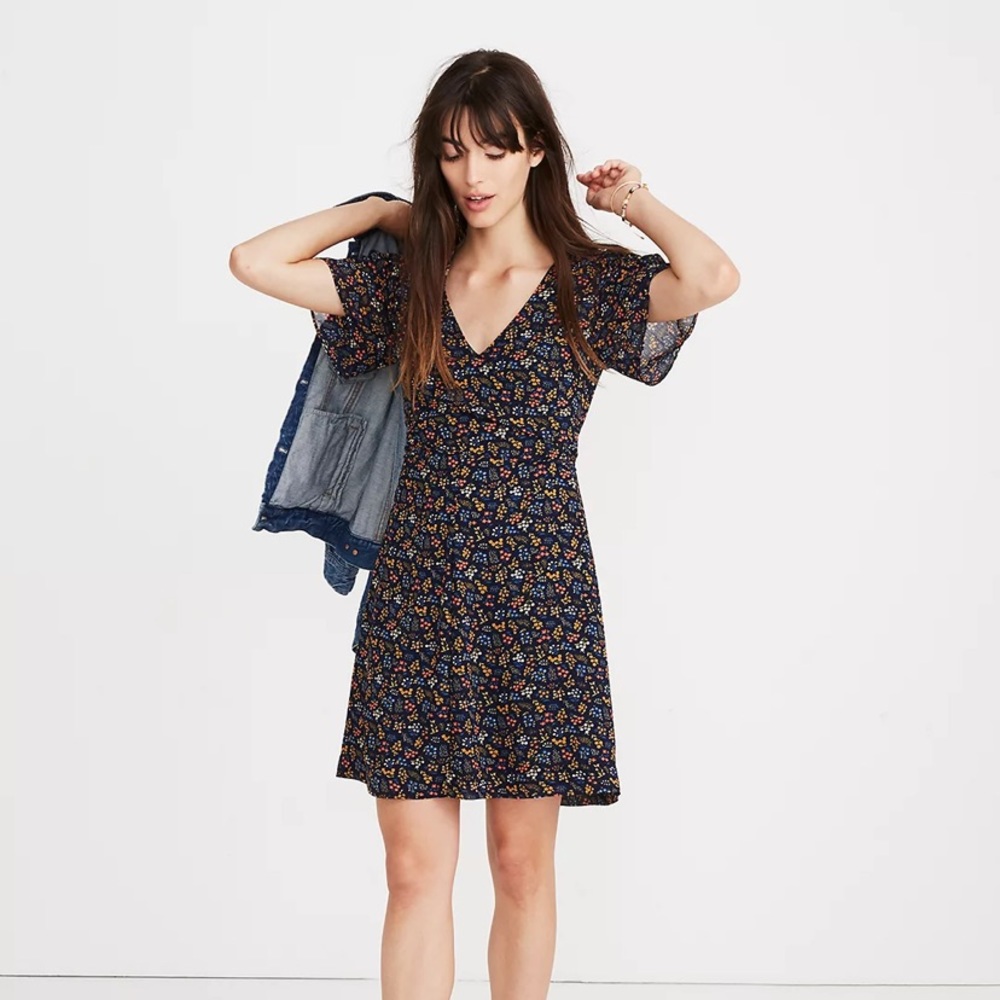 MADEWELL Blue Garden Party Cross Front Mini Dress 10